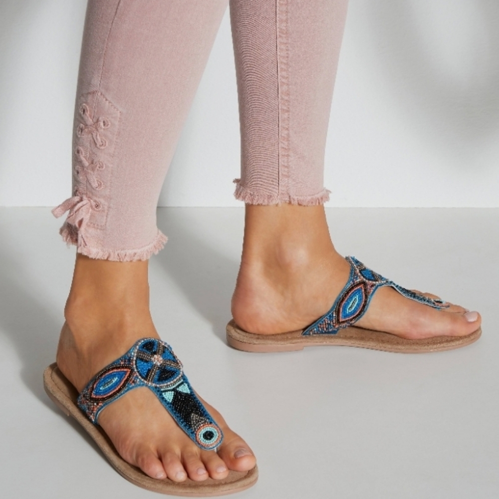 Lascana Beaded Boho tribal sandals size 39